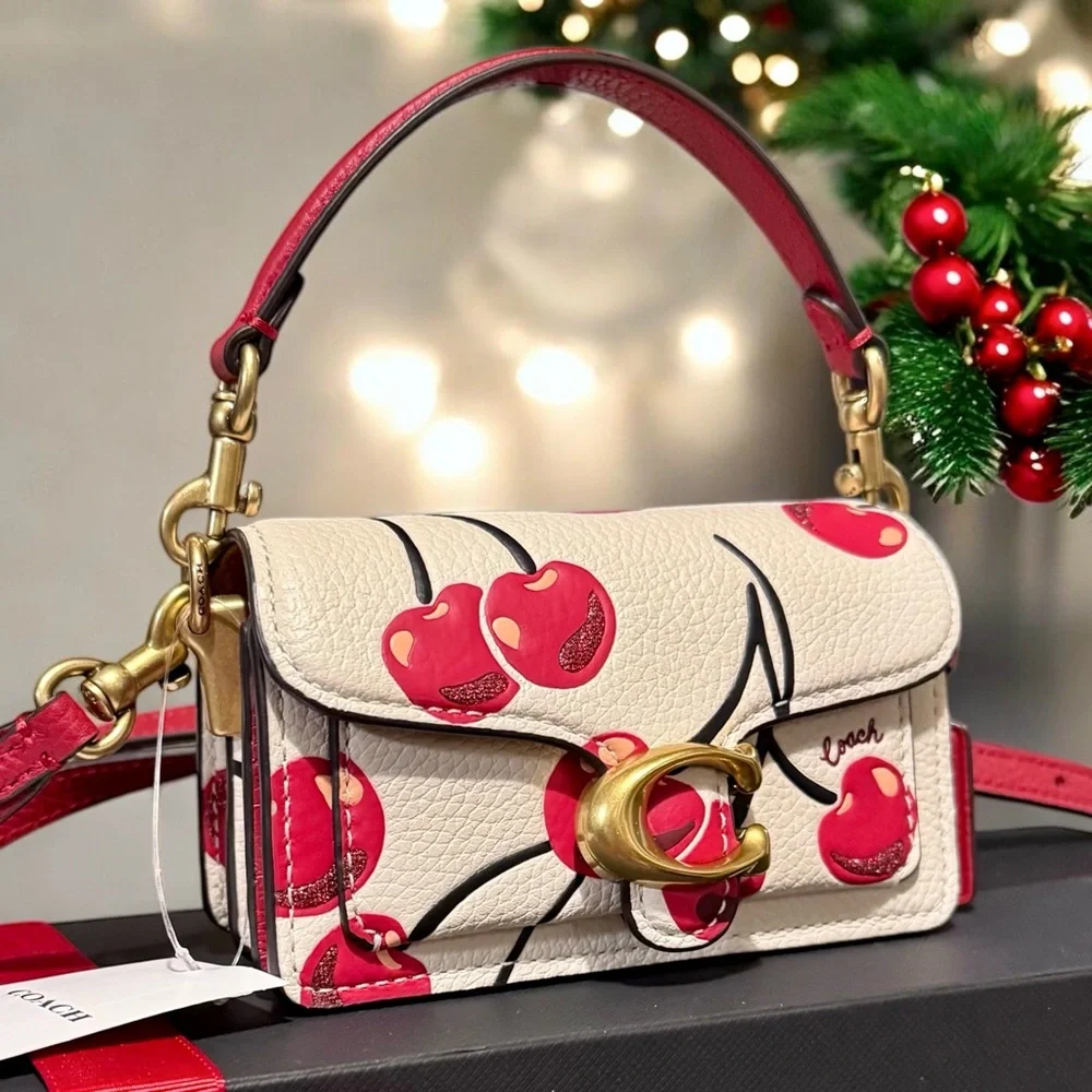 🚫SOLD🚫 Coach Tabby 12 Cherry Print and Coach Cherry Charm Collectible + Gift Box - Picture 7 of 17